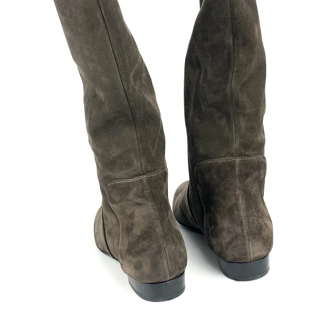 Delman Knee high Tall Riding Women's Boots Brwon Suede Made in ITALY - Size 7.5